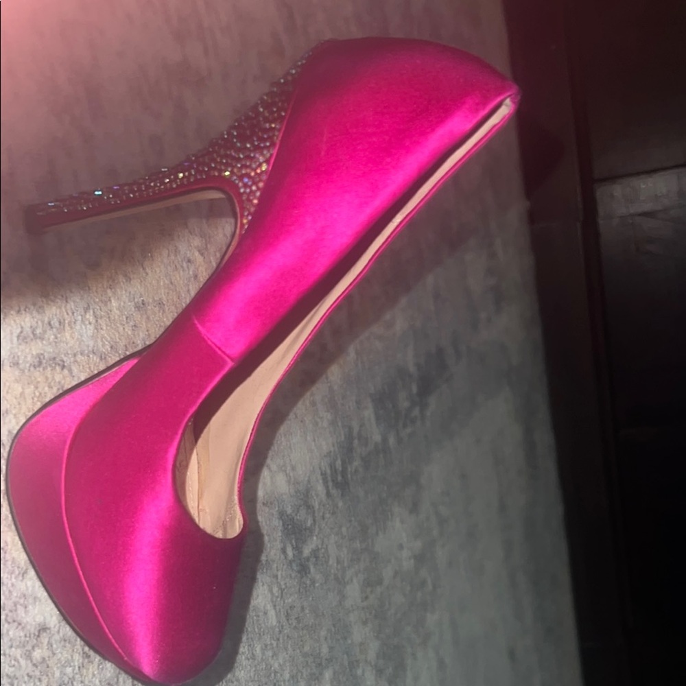 Steve Madden Fuchsia Satin Heels with Sparkling Accents